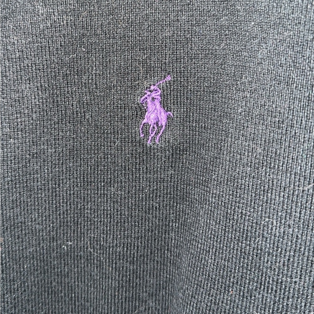 Ralph Lauren Black thick Crewneck with Purple Logo 100% Cotton